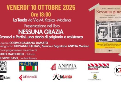 VENERDI’ 10 OTTOBRE ALLE ORE 18 CON L’AUTORE COSIMO DAMIANO DAMATO A LA TENDA DI MODENA PER LA PRESENTAZIONE DEL SUO LIBRO