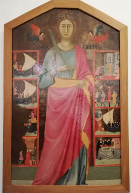 Antica tavola di S.Giulia (165 x 110 cm) con otto formelle raffiguranti gli episodi del suo martirio, unita alla scuola di Giotto.